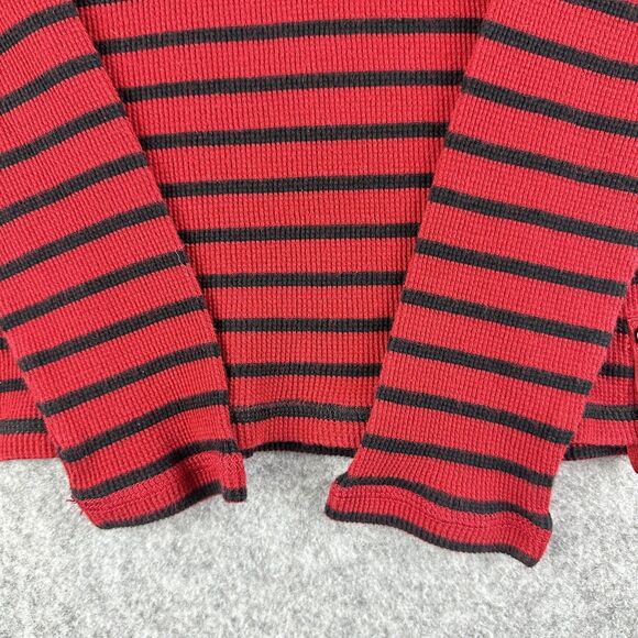 Lauren Ralph Lauren LRL Active Womens L Red Ribbed Striped LS 1/4 Zip Y2K Patch - Picture 11 of 16